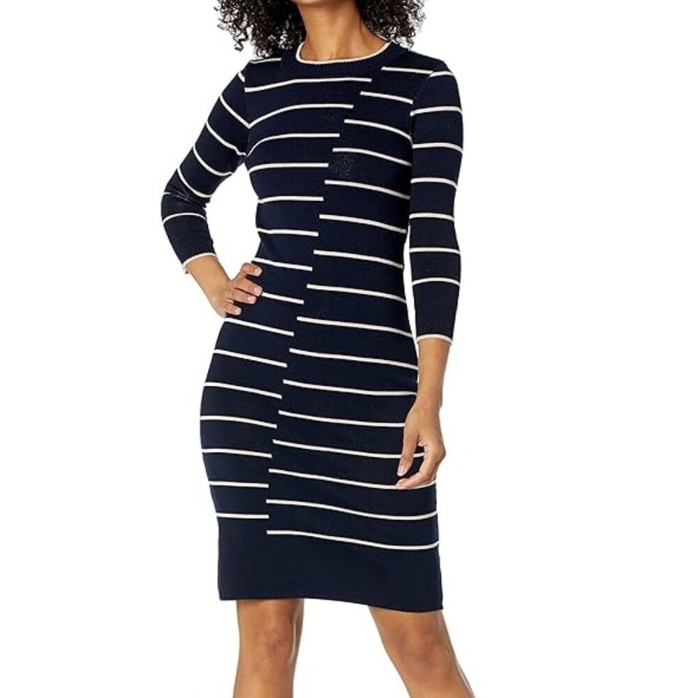 NWT Gabby Skye Navy Striped Sweater Dress – Stylish & Cozy
